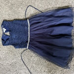 Child of Mine Navy Blue Formal Dress with Pearl Accent